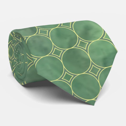 Floral Green Tile Neck Tie Krawatte (Gerollt)