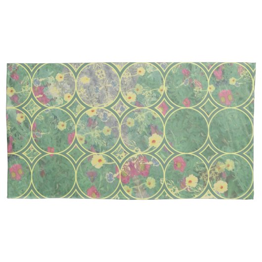 Floral Green Tile Pillowcase Kissenbezug (Vorderseite)