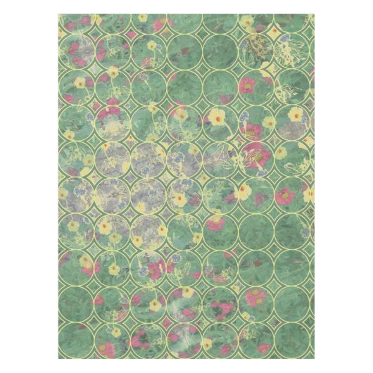 Floral Green Tile Tischdecke (Vorderseite)