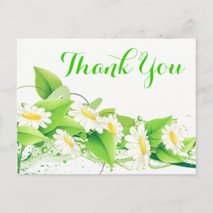 Floral Green Vielen Dank White Daisies Blume Postkarte