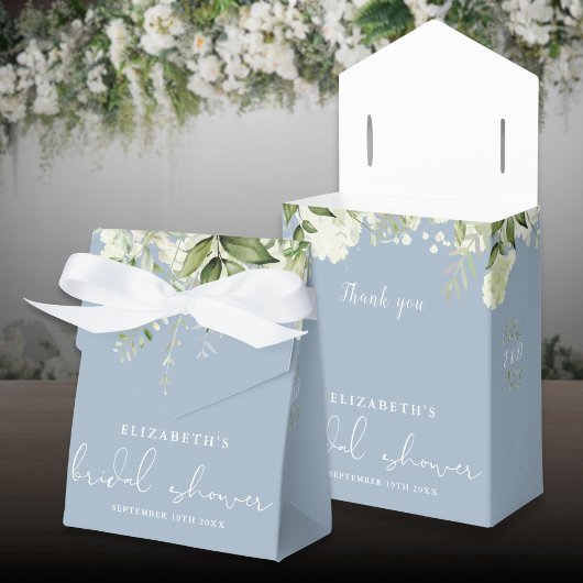 Floral Greenery Dusty Blue Brautparty Geschenkschachtel