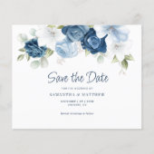 Floral Greenery Dusty Blue Save the Date (Vorderseite)