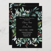 Floral Greenery Elegant Chic Script Name Wedding Einladung (Vorne/Hinten)