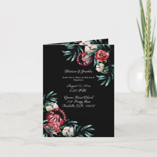 Floral Greenery Elegant Chic Script Name Wedding Einladung (Vorderseite)