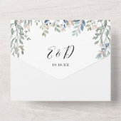 Floral Greenery Elegante Script Wedding All In One Einladung (Rückseite)
