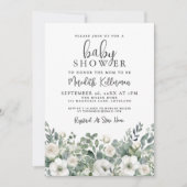 Floral Greenery Eucalyptus Baby Shower Einladung (Vorderseite)