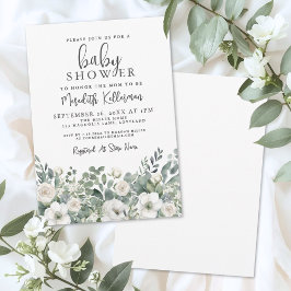 Floral Greenery Eucalyptus Baby Shower Einladung