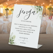 Floral Greenery Jenga Wedding Guestbook