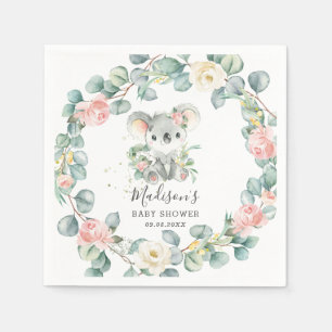Floral Greenery Koala Baby Girl Dusche Geburtstag Serviette