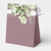 Floral Greenery Monogram Mauve Wedding Geschenkschachtel (Rückseite)