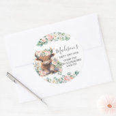 Floral Greenery Niedlich Highland Cow Vielen Dank  Runder Aufkleber (Umschlag)
