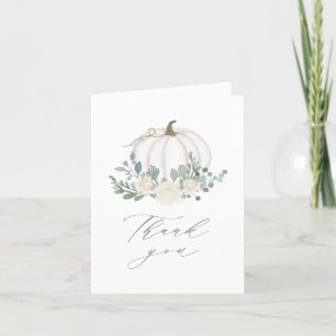 Floral Greenery Pumpkin Baby Shower Dankeskarte
