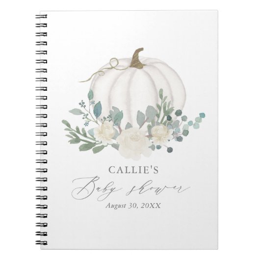 Floral Greenery Pumpkin Baby Shower Gästebuch Notizblock (Vorderseite)