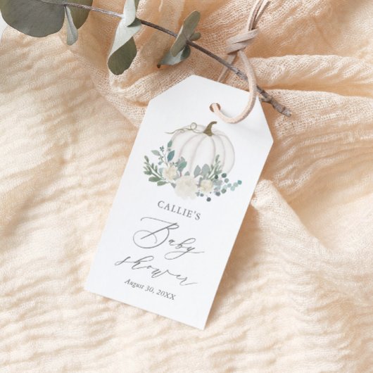 Floral Greenery Pumpkin Baby Shower Geschenkanhänger