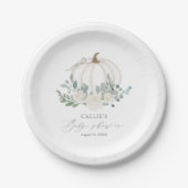 Floral Greenery Pumpkin Baby Shower Pappteller (Vorderseite)