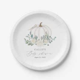 Floral Greenery Pumpkin Baby Shower Pappteller