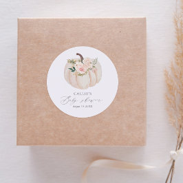 Floral Greenery Pumpkin Baby Shower Runder Aufkleber