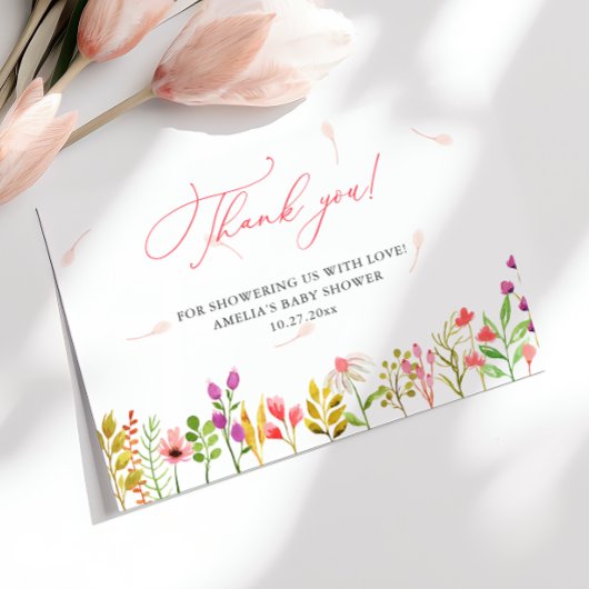 Floral Greenery Rustic Baby Shower Dankeskarte