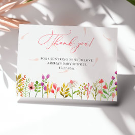 Floral Greenery Rustic Baby Shower Dankeskarte