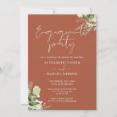 Floral Greenery Terracotta Engagement Party Einladung (Vorderseite)