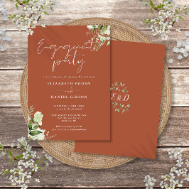 Floral Greenery Terracotta Engagement Party Einladung