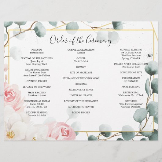 Floral Greenery Tri-Fold Hochzeitsprogramm (Hinten)