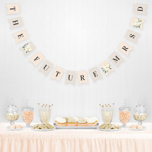 Floral Greenery Wedding Future Frau Peach Beige Wimpelkette