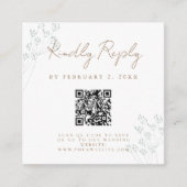 Floral Greenery Wedding Scan Code RSVP Begleitkarte (Vorderseite)