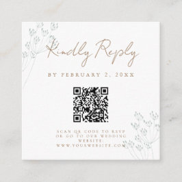 Floral Greenery Wedding Scan Code RSVP Begleitkarte