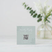 Floral Greenery Wedding Scan Code RSVP Begleitkarte (Stehend Vorderseite)