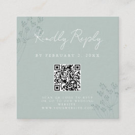 Floral Greenery Wedding Scan Code RSVP Begleitkarte
