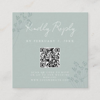 Floral Greenery Wedding Scan Code RSVP Begleitkarte
