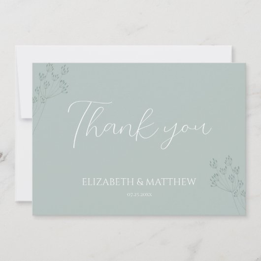 Floral Greenery Wedding Thank You Card Dankeskarte (Vorderseite)