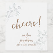 Floral Greenery Wedding Weinetikett (Einzelnes Label)