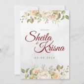 Floral Grey Maroon Elegance Wedding with Photo Einladung (Rückseite)