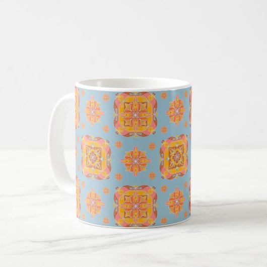 Floral Grid Ceramic Mug Kaffeetasse (Vorderseite Links)