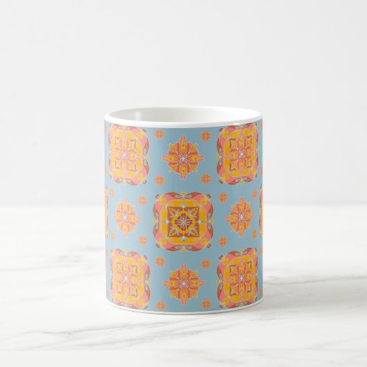 Floral Grid Ceramic Mug Kaffeetasse (Mittel)