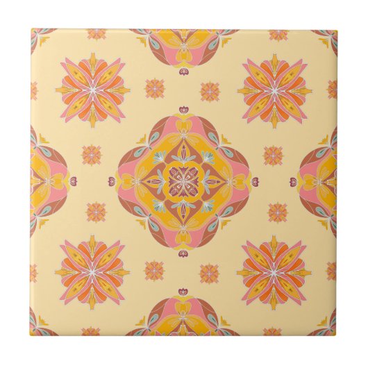 Floral Grid Ceramic Tile Fliese (Vorderseite)