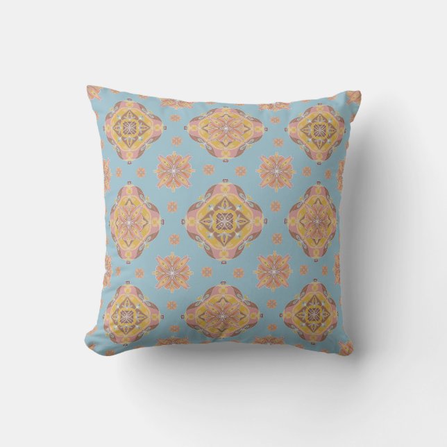Floral Grid Throw Pillow Kissen (Vorderseite)