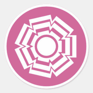 Floral Groove Stickers, Magenta Runder Aufkleber