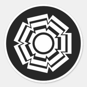 Floral Groove Stickers, schwarz Runder Aufkleber