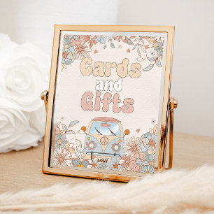 Floral Groovy Retro Hippie Duschkarten und Geschen Poster