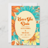 Floral Groovy Retro Wedding Save The Date (Vorderseite)