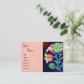 FLORAL, grün, rot-orange Visitenkarte (Stehend Vorderseite)