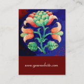 FLORAL, grün, rot-orange Visitenkarte (Rückseite)