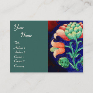 FLORAL, grün, rot-orange Visitenkarte