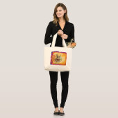 Floral Grunge Abendessen Pferd und Buggy Jumbo Stoffbeutel (Vorderseite (Model))