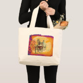 Floral Grunge Abendessen Pferd und Buggy Jumbo Stoffbeutel (Vorderseite (Produkt))