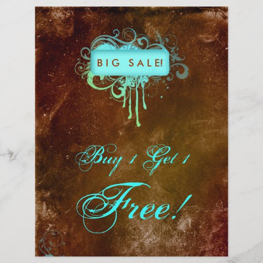 Floral Grunge Flyer Salon Wellness-Center Blue Bro (Vorne)