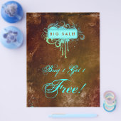 Floral Grunge Flyer Salon Wellness-Center Blue Bro (Einzeln)